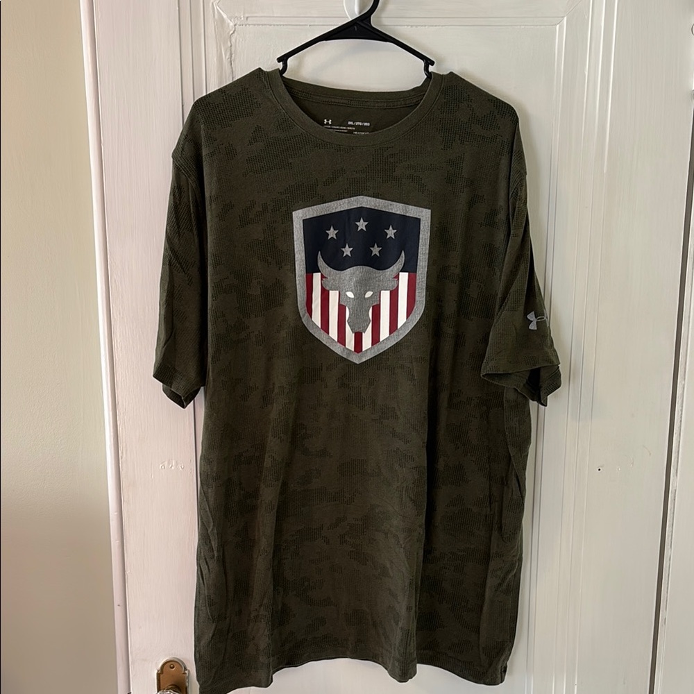 Under Armour Project Rock Men's Green Camo America T-Shirt